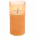 Floristik24 LED kaars in een glas echte wax oranje Ø7.5cm H10cm