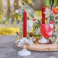 Floristik24 Kaarsdecoratie, lente, kandelaar met bloemen, metalen decoratie voor de bruiloft