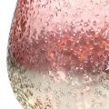 Floristik24 Glazen lantaarn, theelichthouder, tafeldecoratie, kaarsglas roze / zilver Ø15cm H15cm