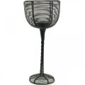 Floristik24 Theelichthouder zwart metaal decoratief wijnglas Ø10cm H26.5cm