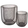 Floristik24 Zwarte metalen draadmand kaarsenhouder, Ø28,5/18 cm, set van 2