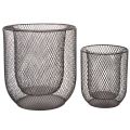 Zwarte metalen draadmand kaarsenhouder, Ø28,5/18 cm, set van 2 | Floristik24.nl