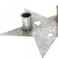 Floristik24 Kaarsdecoratie ster, metaaldecoratie, kandelaar voor 2 kegelkaarsen zilver, antiek look 23cm × 22cm