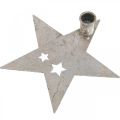 Floristik24 Metalen decoratie ster, taps toelopende kandelaar voor kerst zilver, antiek look 20cm × 19.5cm
