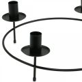 Floristik24 Kaarsenring, stokkaarsen, kandelaar, zwart, Ø33,5 cm, H11 cm, 2 stuks