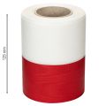 Wit en rood moiré kranslint, 125 mm - rouwlint, decoratief lint, striklint, feestlint, rol van 25 m | Floristik24.nl