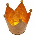 Theelichthouder kroon roest goud look metaal decoratie H11cm | Floristik24.nl