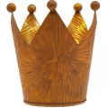 Waxinelichthouder kroon roest goud look metaal decoratie H10cm | Floristik24.nl