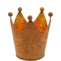 Floristik24 Waxinelichthouder kroon roest goud look metaal decoratie H10cm