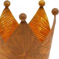 Waxinelichthouder kroon roest goud look metaal decoratie H10cm | Floristik24.nl