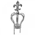 Floristik24 Decoratieve plug kroon gemaakt van metaal grijs, gewassen wit Ø6.5cm H12cm