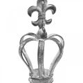 Floristik24 Decoratieve plug kroon gemaakt van metaal grijs, gewassen wit Ø6.5cm H12cm