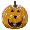 Keramische pompoen met gezicht, LED-decoratie, Halloween, 19 cm | Floristik24.nl