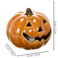 Keramische pompoen met LED-verlichting, Halloween-decoratie, klein, 10 cm | Floristik24.nl