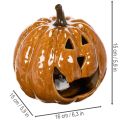 Keramische pompoen Halloween LED-decoratie 15 cm | Floristik24.nl