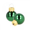 Floristik24 Mini kerstballen glas groen mat/glanzend Ø2cm 44st