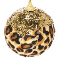 Kerstbal met luipaardprint en gouden glitter, 7 cm, 3 stuks | Floristik24.nl