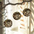 Floristik24 Kerstbal met luipaardprint en gouden glitter, 7 cm, 3 stuks
