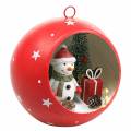 Floristik24 Kerstbal om sneeuwpop op te hangen en LED rood Ø14cm Voor batterijen