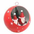 Floristik24 Kerstbal om Kerstmannen op te hangen en LED rood Ø20cm voor batterijen