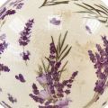 Floristik24 Keramieken bol met lavendelmotief keramiek decoratie paars crème 12cm