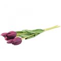 Floristik24 Kunstbloemen tulp paars, lentebloem 48cm bundel van 5