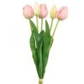 Floristik24 Kunstbloemen tulp roze, lentebloem 48cm bundel van 5