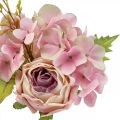 Floristik24 Kunstboeket, hortensiaboeket met rozen roze 32cm