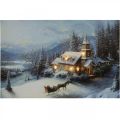 Floristik24 LED afbeelding kerst winterlandschap met kerk LED muurschildering 58x38cm