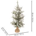 Kunstkerstboom met sneeuw in een jutezak, 40 ledlampjes, voor binnengebruik, 85 cm | Floristik24.nl