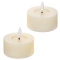 LED-theelichtje, warm wit, flikkerend effect en timer, van echt wax, werkt op batterijen, 7 cm, 2 stuks | Floristik24.nl