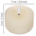 LED-theelichtje, warm wit, flikkerend effect en timer, van echt wax, werkt op batterijen, 7 cm, 2 stuks | Floristik24.nl