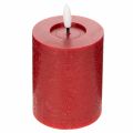 Floristik24 LED-zuilkaars van echte was in rood met timer en warm wit licht, 12 cm
