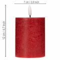 LED-zuilkaars van echte was in rood met timer en warm wit licht, 12 cm | Floristik24.nl