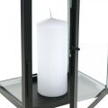 Floristik24 Decoratieve lantaarn zwart metaal, rechthoekige glazen lantaarn 19x15x30,5cm