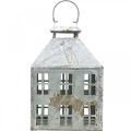 Floristik24 Vintage decoratieve lantaarn metalen lichthuis wit roest H35cm