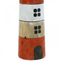 Floristik24 Vuurtorendecoratie, maritiem, houten vuurtoren rood, strandfeest H31cm