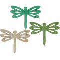 Floristik24 Libellen om te strooien, zomerdecoratie van hout, tafeldecoratie groen 48st