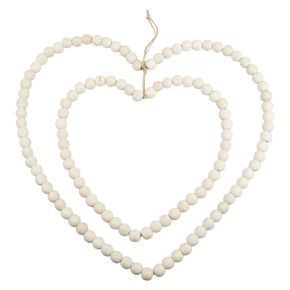 Floristik24 Decoratieve lusring hart gemaakt van houten kralen, hangende decoratie 38×40,5cm
