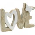 Floristik24 Tafeldecoratie &quot;Love&quot;, houten decoratie met hart en vlinder naturel, wit L24cm H17.5cm