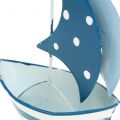Floristik24 Decoratieve zeilboot van metaal blauw, wit 9,5cm x 13cm 2st