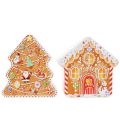 Kerstblik, koekblik, kerstboom en huisje, peperkoeklook, 14 cm, 2 stuks | Floristik24.nl