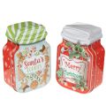 Floristik24 Metalen koekblik met kerstmotief in de vorm van een koekjespot, 15 cm, 2 stuks