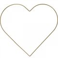 Floristik24 Metalen ring hartvorm, hangende decoratie metaal, decoratieve lus goud B32.5cm 3st