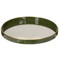 Floristik24 Decoratief dienblad in groen met gouden rand, modern, 30 cm