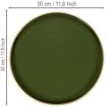 Decoratief dienblad in groen met gouden rand, modern, 30 cm | Floristik24.nl
