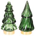 Floristik24 Glazen kerstboom met ledverlichting, tafeldecoratie, kerst, 13 cm, 2 stuks