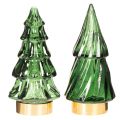 Glazen kerstboom met ledverlichting, tafeldecoratie, kerst, 13 cm, 2 stuks | Floristik24.nl