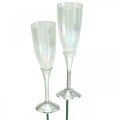 Floristik24 Mini champagneglas oudejaarsdecoratie om op te plakken 7,5cm 24st