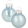 Floristik24 Mini kerstbal glas blauw glans/mat Ø2.5cm 24st